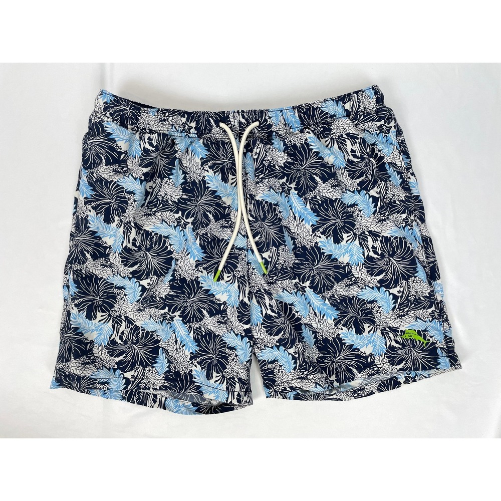Tommy Bahama Men Large Swim Trunks Shorts Blue Tropical Pool Vacation Beach‎